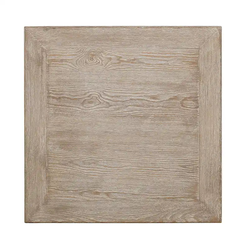 Mesa auxiliar cuadrada Peking Grand con marco, 55,88 cm de alto, acabado blanco envejecido