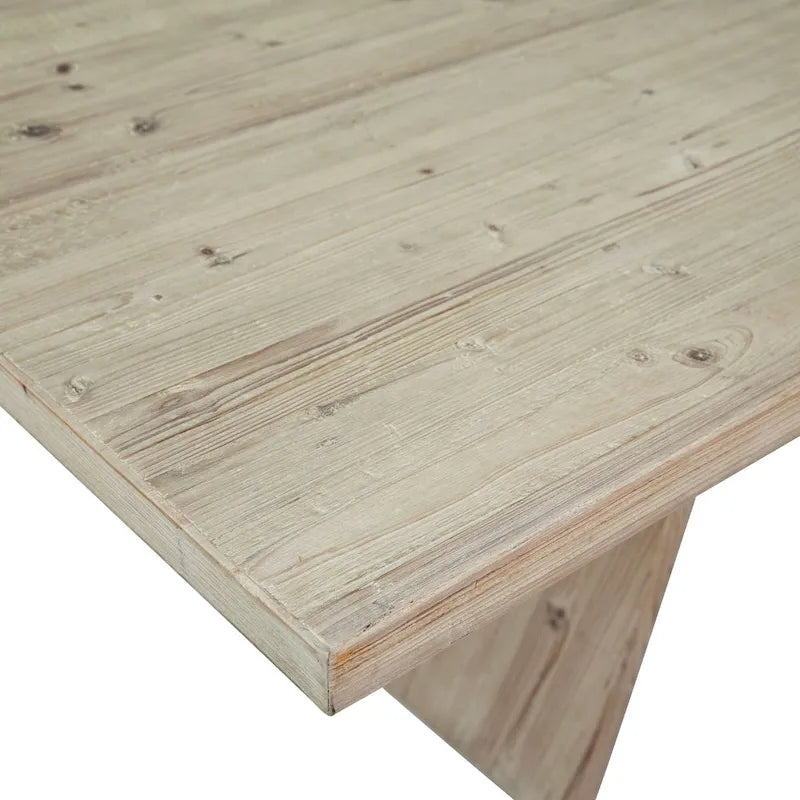 Mesa de comedor con base de pedestal Hudson 79 Rectangular de madera de pino reciclada con diseño de panal moderna