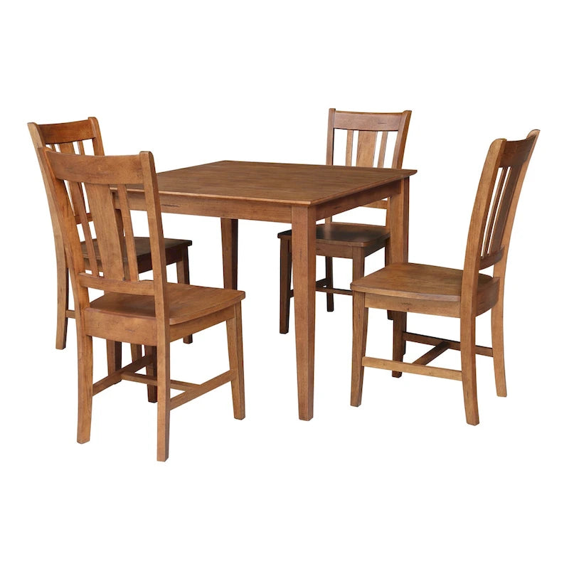 Mesa de comedor de madera maciza de 36 x 36 pulgadas con 4 sillas de respaldo tipo "Splatback"