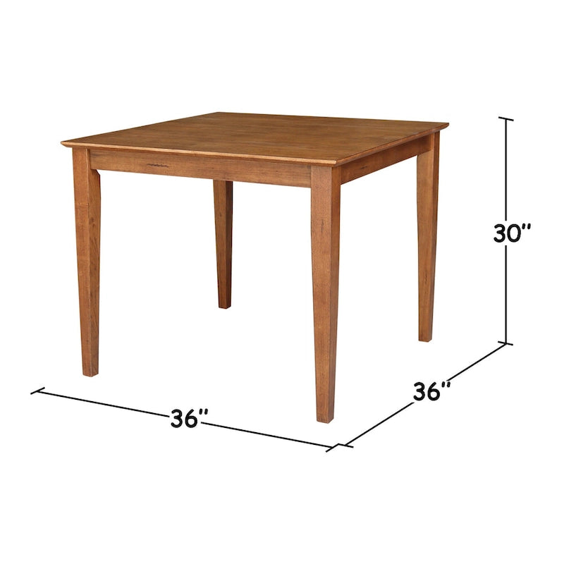 Mesa de comedor de madera maciza de 36 x 36 pulgadas con 4 sillas de respaldo tipo "Splatback"