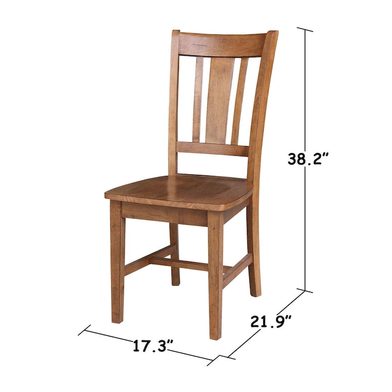 Mesa de comedor de madera maciza de 36 x 36 pulgadas con 4 sillas de respaldo tipo "Splatback"