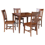 Mesa de comedor de madera maciza de 36 x 36 pulgadas con 4 sillas de respaldo tipo "Splatback"