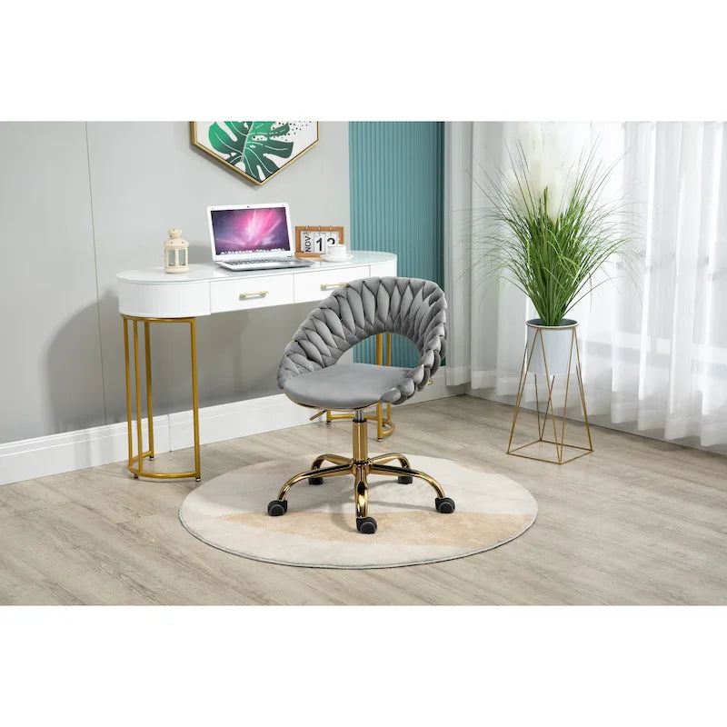 Silla de ordenador Silla de oficina Silla giratoria ajustable Asiento de tela Silla de estudio para el hogar