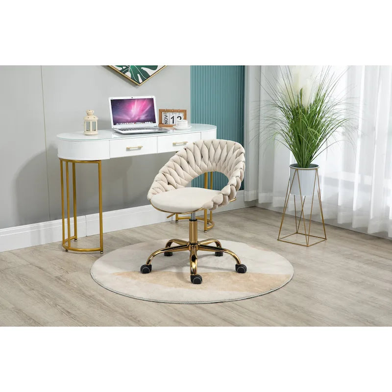 Silla de ordenador Silla de oficina Silla giratoria ajustable Asiento de tela Silla de estudio para el hogar
