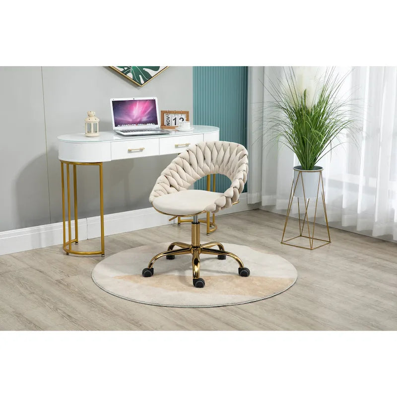 Silla de ordenador Silla de oficina Silla giratoria ajustable Asiento de tela Silla de estudio para el hogar