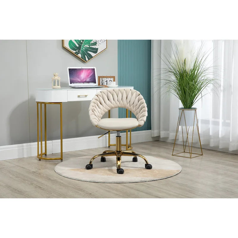 Silla de ordenador Silla de oficina Silla giratoria ajustable Asiento de tela Silla de estudio para el hogar