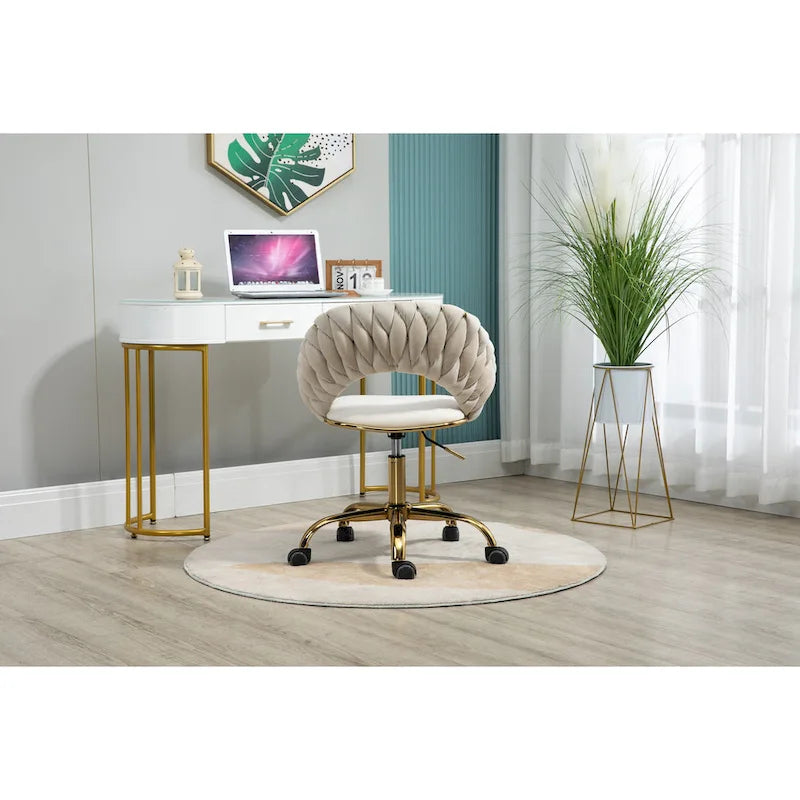 Silla de ordenador Silla de oficina Silla giratoria ajustable Asiento de tela Silla de estudio para el hogar