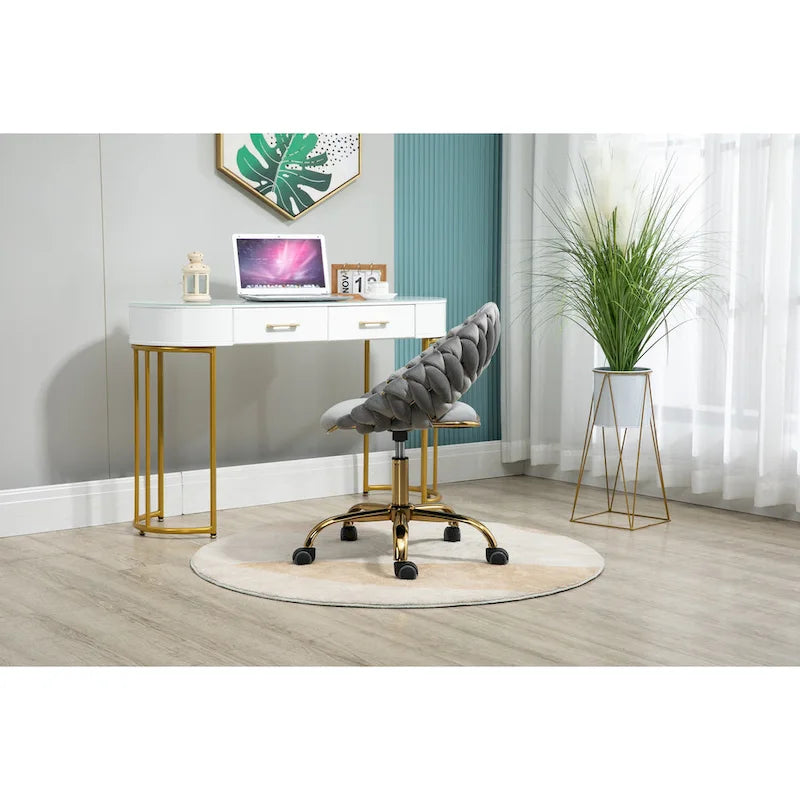 Silla de ordenador Silla de oficina Silla giratoria ajustable Asiento de tela Silla de estudio para el hogar