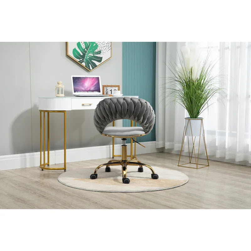Silla de ordenador Silla de oficina Silla giratoria ajustable Asiento de tela Silla de estudio para el hogar