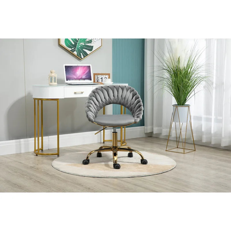 Silla de ordenador Silla de oficina Silla giratoria ajustable Asiento de tela Silla de estudio para el hogar