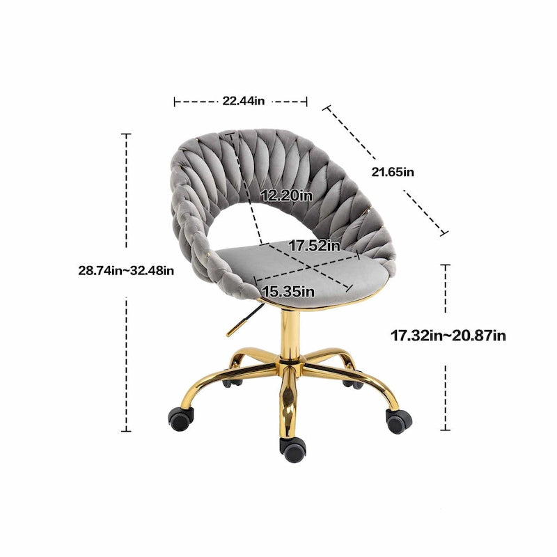 Silla de ordenador Silla de oficina Silla giratoria ajustable Asiento de tela Silla de estudio para el hogar