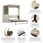 Cama Queen Murphy y organizador de armario versátiles (92W)