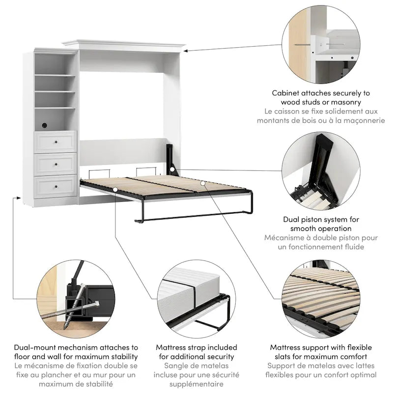Cama Queen Murphy y organizador de armario versátiles (92W)