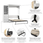 Cama Queen Murphy y organizador de armario versátiles (92W)