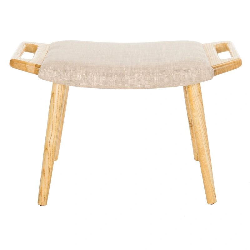 Banco Zipora beige/natural de estilo Mid-Century - 11.8 x 24.6 x 15.4