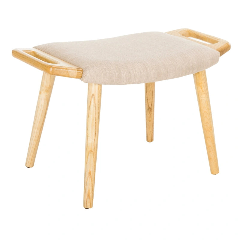 Banco Zipora beige/natural de estilo Mid-Century - 11.8 x 24.6 x 15.4
