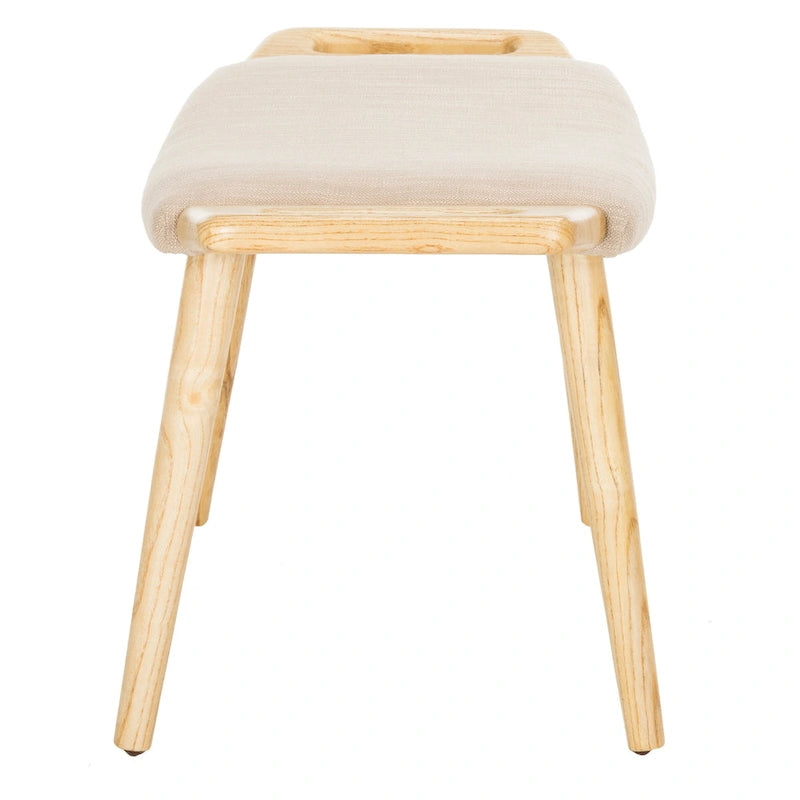 Banco Zipora beige/natural de estilo Mid-Century - 11.8 x 24.6 x 15.4
