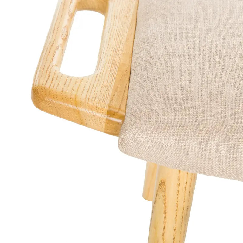 Banco Zipora beige/natural de estilo Mid-Century - 11.8 x 24.6 x 15.4