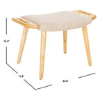 Banco Zipora beige/natural de estilo Mid-Century - 11.8 x 24.6 x 15.4