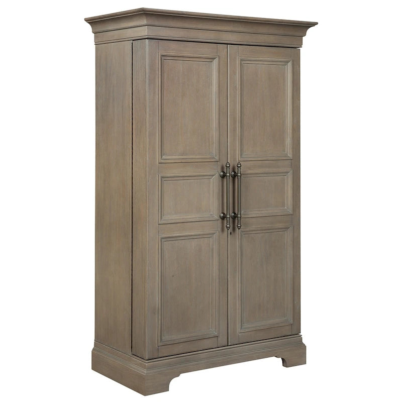 Vitrina de madera desgastada gris y marrón para vino y bar