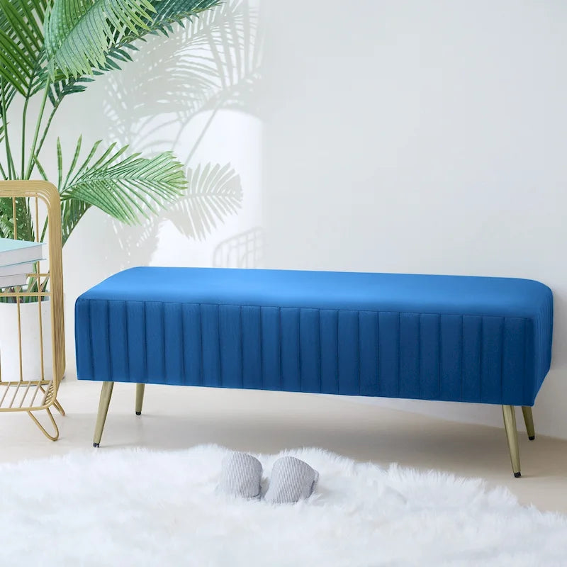 46 Bancos modernos tapizados para cama y entrada con asiento de terciopelo acolchado
