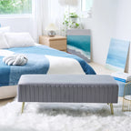 46 Bancos modernos tapizados para cama y entrada con asiento de terciopelo acolchado