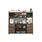 Alacena de cocina grande, despensa con puertas de metal y 6 cajones y estantes - 70.9 pulgadas de ancho