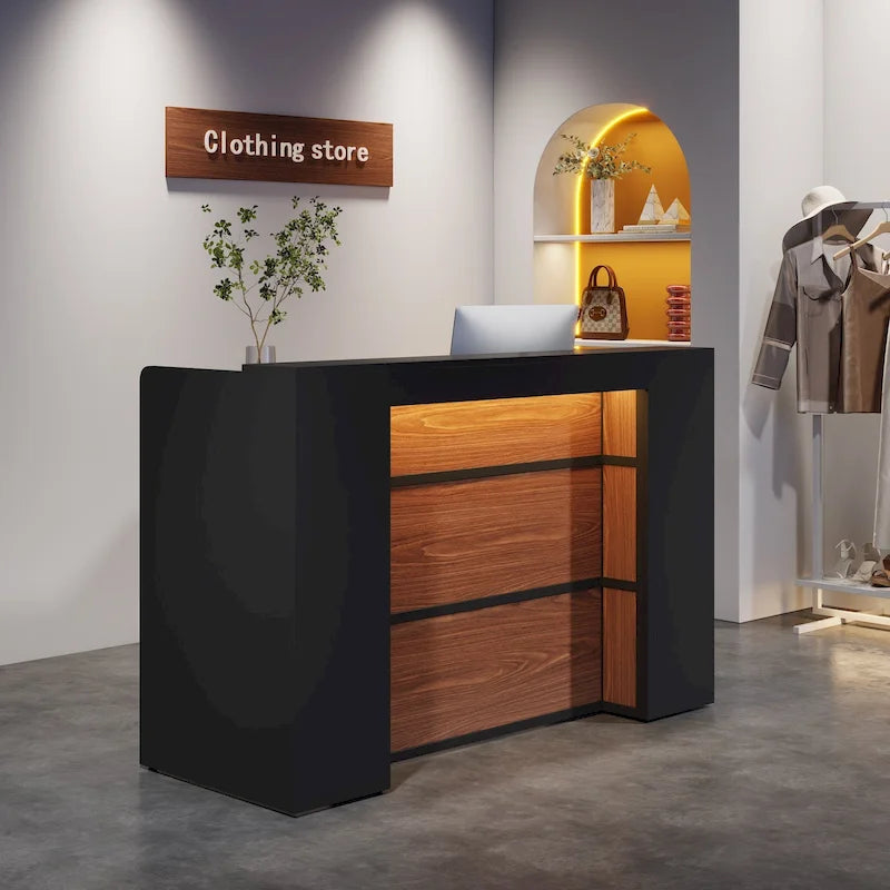 Mostrador de Recepción Grande con Luces LED para Salón, Sala de Recepción, Tienda, Oficina, Vestíbulo, Tienda Minorista, Clínica