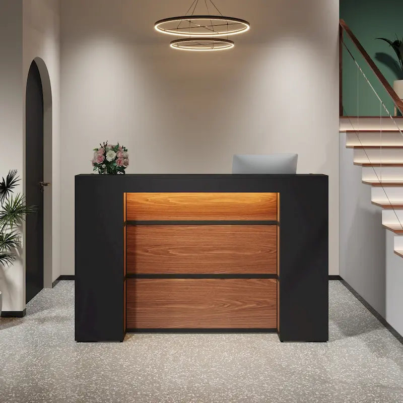 Mostrador de Recepción Grande con Luces LED para Salón, Sala de Recepción, Tienda, Oficina, Vestíbulo, Tienda Minorista, Clínica