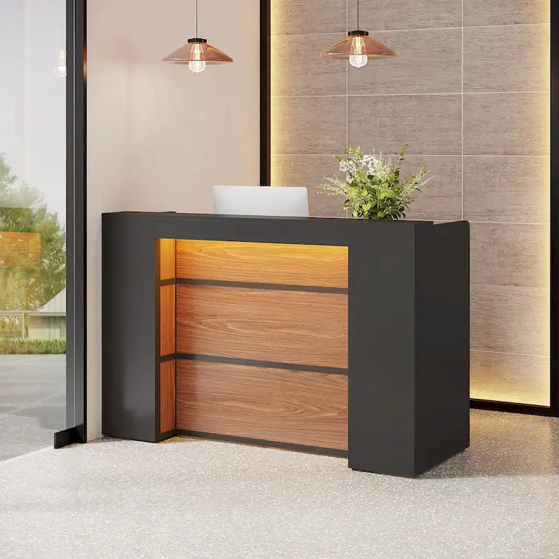 Mostrador de Recepción Grande con Luces LED para Salón, Sala de Recepción, Tienda, Oficina, Vestíbulo, Tienda Minorista, Clínica