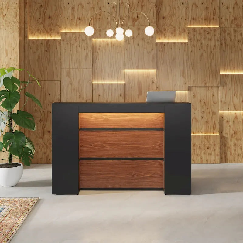 Mostrador de Recepción Grande con Luces LED para Salón, Sala de Recepción, Tienda, Oficina, Vestíbulo, Tienda Minorista, Clínica