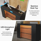 Mostrador de Recepción Grande con Luces LED para Salón, Sala de Recepción, Tienda, Oficina, Vestíbulo, Tienda Minorista, Clínica