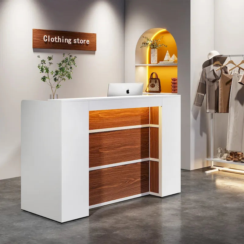 Mostrador de Recepción Grande con Luces LED para Salón, Sala de Recepción, Tienda, Oficina, Vestíbulo, Tienda Minorista, Clínica