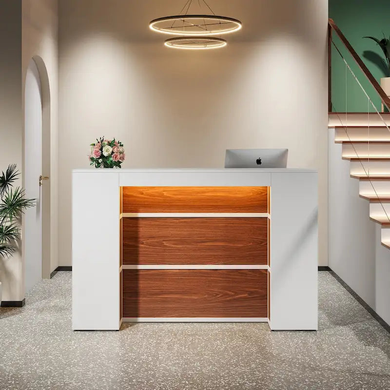 Mostrador de Recepción Grande con Luces LED para Salón, Sala de Recepción, Tienda, Oficina, Vestíbulo, Tienda Minorista, Clínica