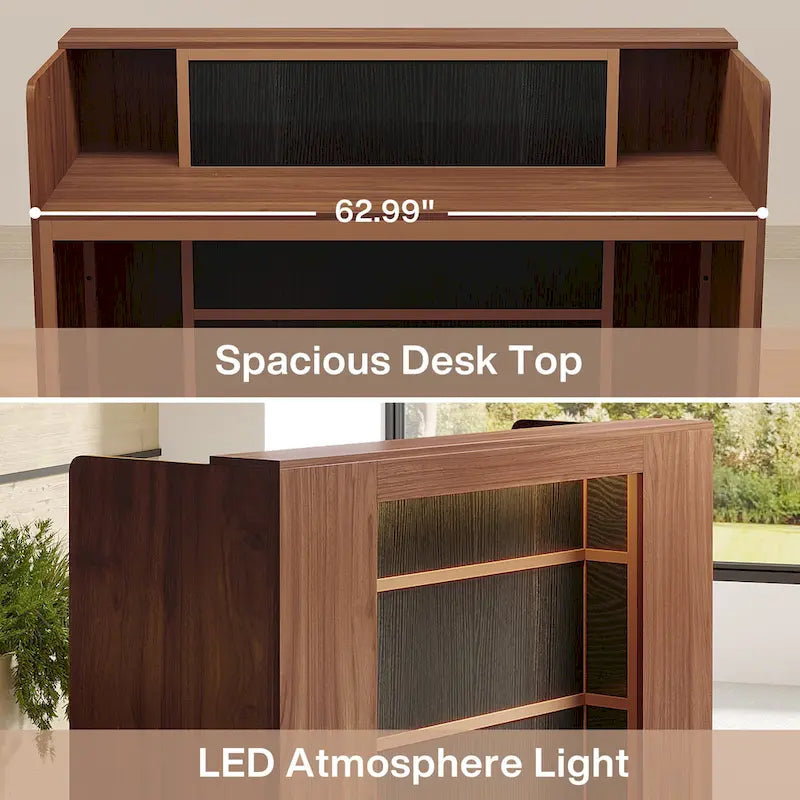 Mostrador de Recepción Grande con Luces LED para Salón, Sala de Recepción, Tienda, Oficina, Vestíbulo, Tienda Minorista, Clínica