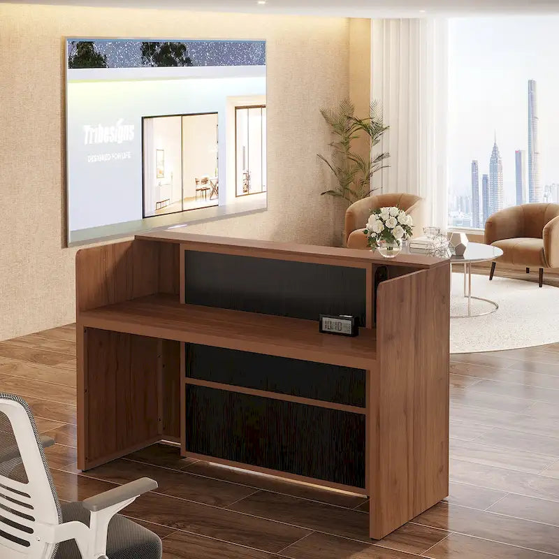 Mostrador de Recepción Grande con Luces LED para Salón, Sala de Recepción, Tienda, Oficina, Vestíbulo, Tienda Minorista, Clínica