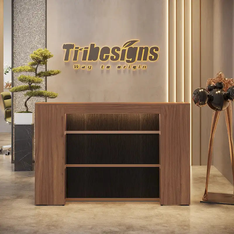 Mostrador de Recepción Grande con Luces LED para Salón, Sala de Recepción, Tienda, Oficina, Vestíbulo, Tienda Minorista, Clínica