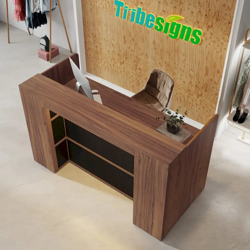 Mostrador de Recepción Grande con Luces LED para Salón, Sala de Recepción, Tienda, Oficina, Vestíbulo, Tienda Minorista, Clínica