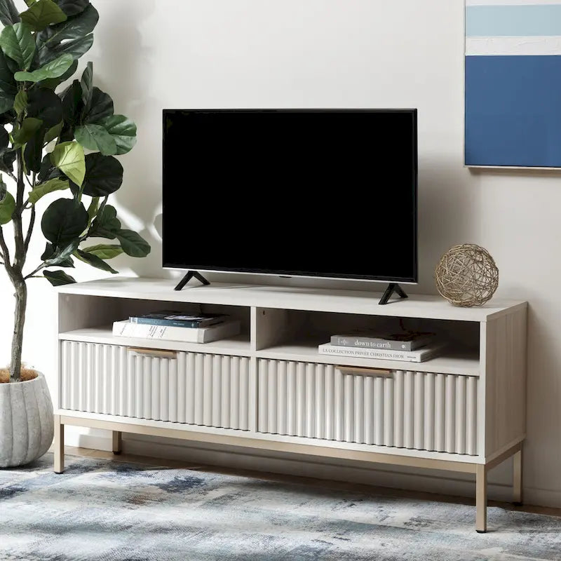 Mueble para TV Alyse con 2 cajones y 2 estantes (para TV de pantalla plana de hasta 65 pulgadas) - 60.4 x 15.6 x 24.8 pulg.