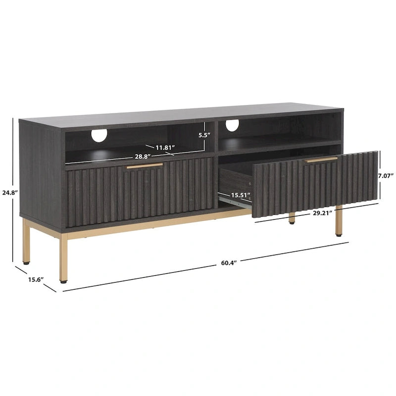 Mueble para TV Alyse con 2 cajones y 2 estantes (para TV de pantalla plana de hasta 65 pulgadas) - 60.4 x 15.6 x 24.8 pulg.