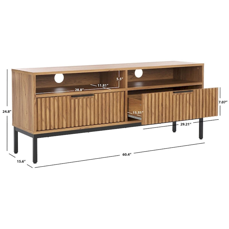 Mueble para TV Alyse con 2 cajones y 2 estantes (para TV de pantalla plana de hasta 65 pulgadas) - 60.4 x 15.6 x 24.8 pulg.