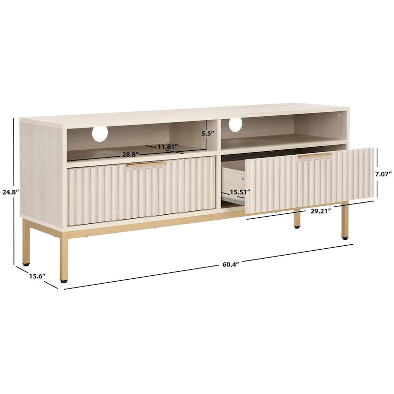 Mueble para TV Alyse con 2 cajones y 2 estantes (para TV de pantalla plana de hasta 65 pulgadas) - 60.4 x 15.6 x 24.8 pulg.