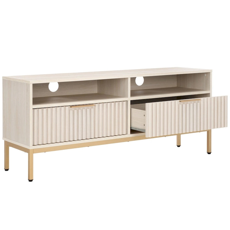 Mueble para TV Alyse con 2 cajones y 2 estantes (para TV de pantalla plana de hasta 65 pulgadas) - 60.4 x 15.6 x 24.8 pulg.