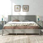 Cama de plataforma tamaño King de madera maciza moderna, elegante y duradera