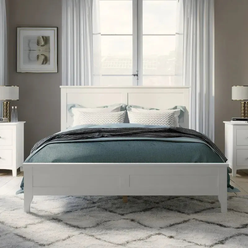 Cama de plataforma tamaño King de madera maciza moderna, elegante y duradera