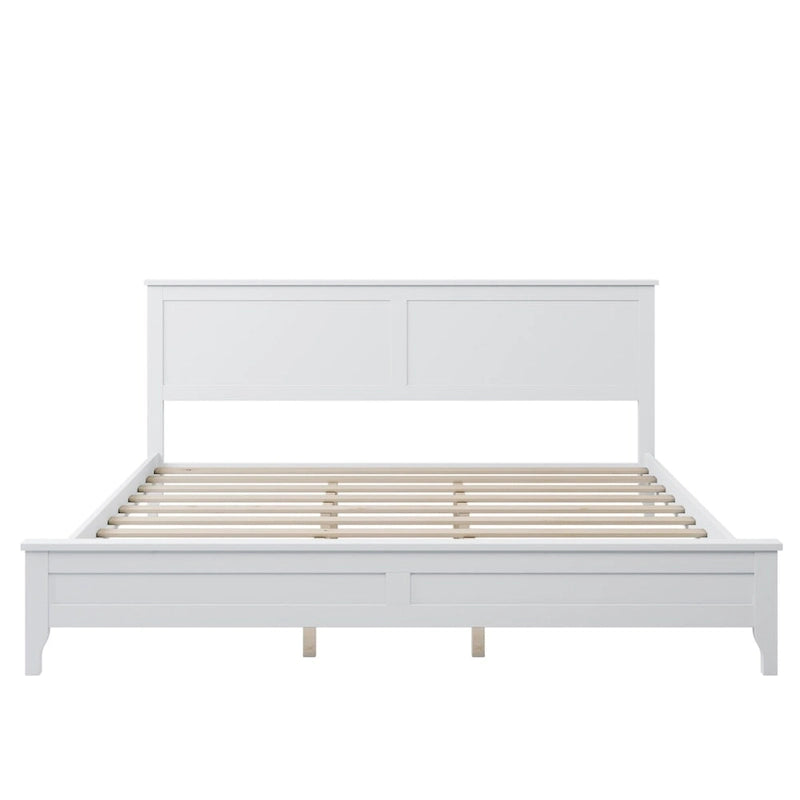 Cama de plataforma tamaño King de madera maciza moderna, elegante y duradera