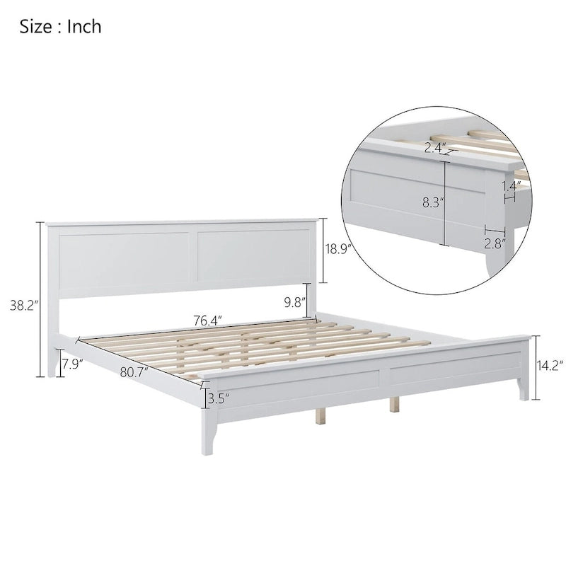 Cama de plataforma tamaño King de madera maciza moderna, elegante y duradera