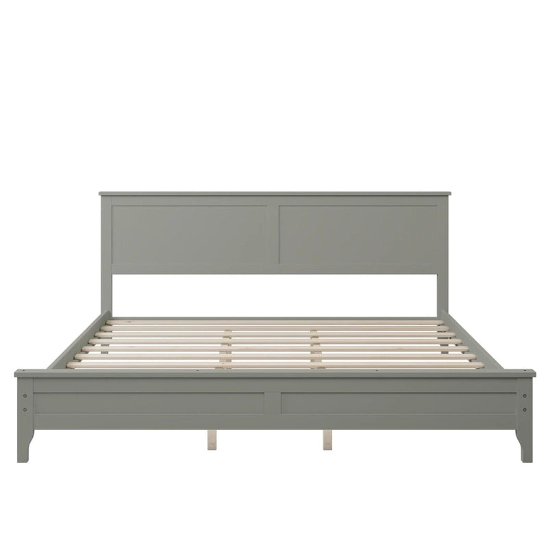 Cama de plataforma tamaño King de madera maciza moderna, elegante y duradera