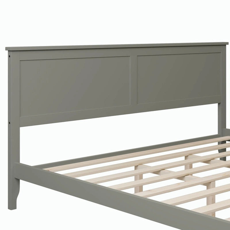Cama de plataforma tamaño King de madera maciza moderna, elegante y duradera