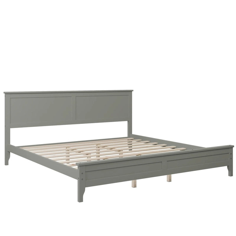 Cama de plataforma tamaño King de madera maciza moderna, elegante y duradera